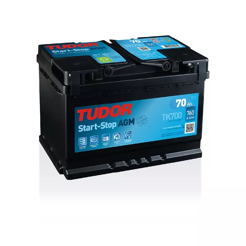 Batterie Start-stop AGM TUDOR TK700 12V 70Ah 760A