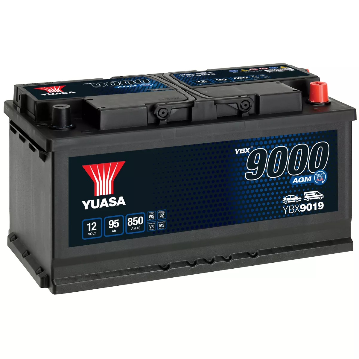 BATTERIE YUASA YBX9019 START STOP AGM 12V 95AH 850A Batteries Auto