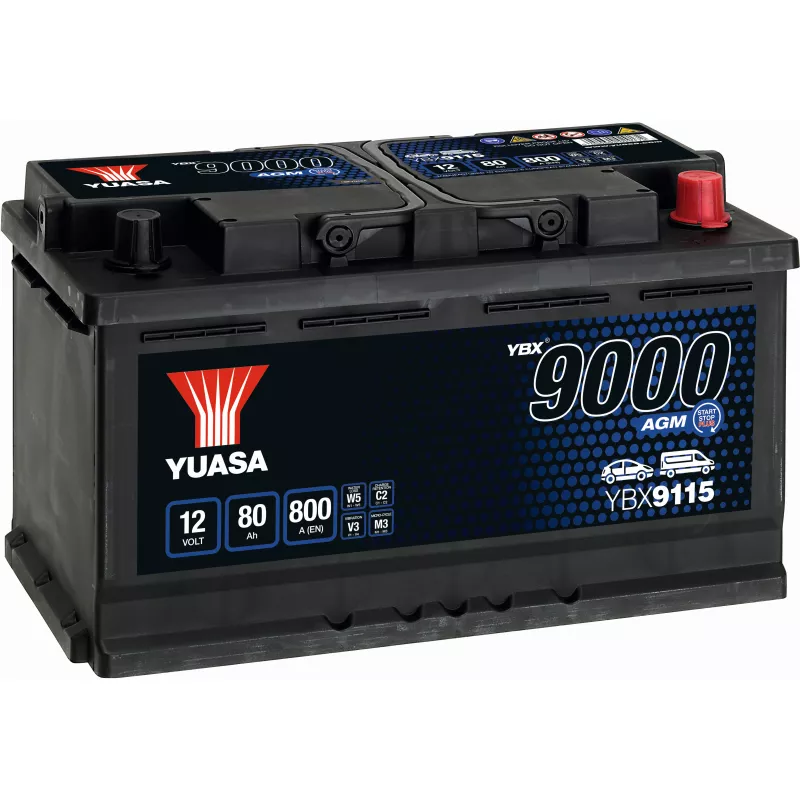 BATTERIE YUASA YBX9115 START STOP AGM 12V 80AH 800A - Batteries