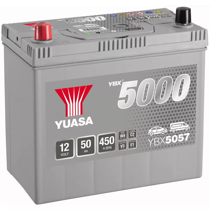 BATTERIE YUASA YBX5057 SILVER 12V 50Ah 450A - Batteries Auto