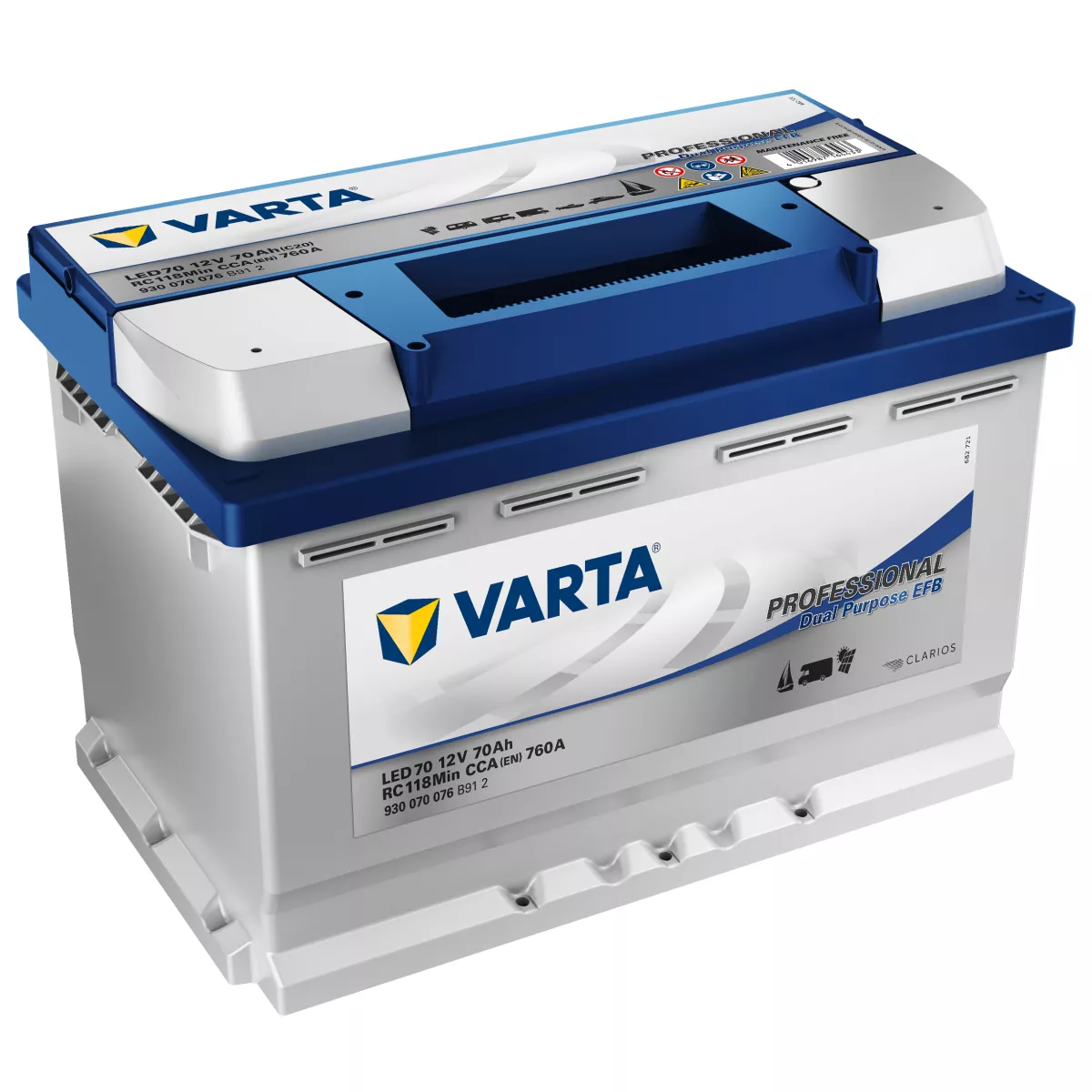 BATTERIE VARTA DUAL PURPOSE EFB LED70 12V 70AH 760A - Batteries