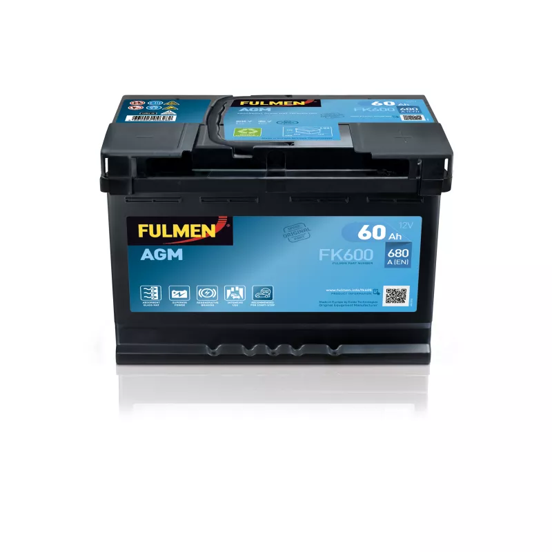 BATTERIE FULMEN START STOP AGM FK600 12V 60AH 680A - Batteries Auto,  Voitures, 4x4, Véhicules Start & Stop Auto - BatterySet