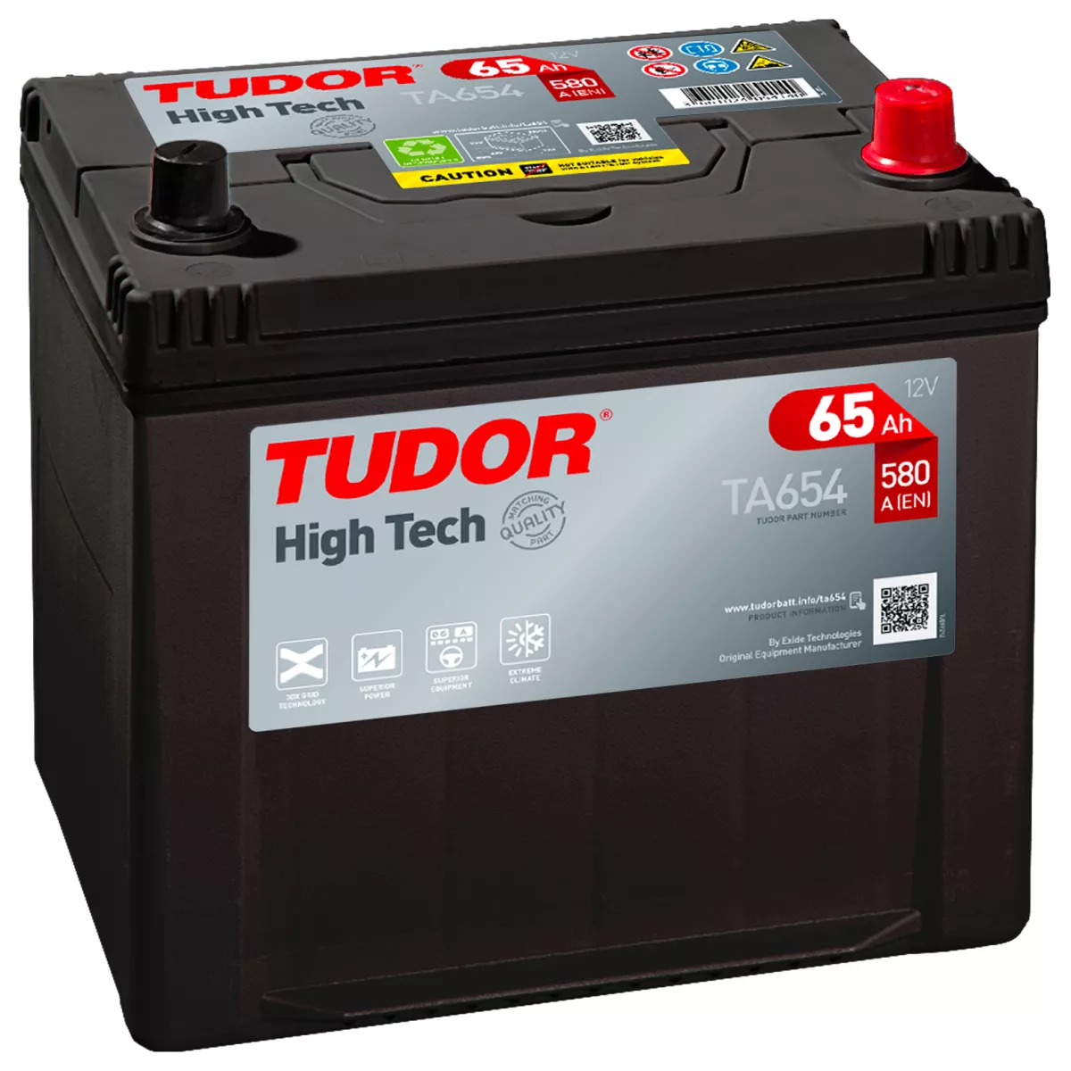 Batterie HIGH TECH TUDOR TA654 12V 65Ah 580A - Batteries Auto