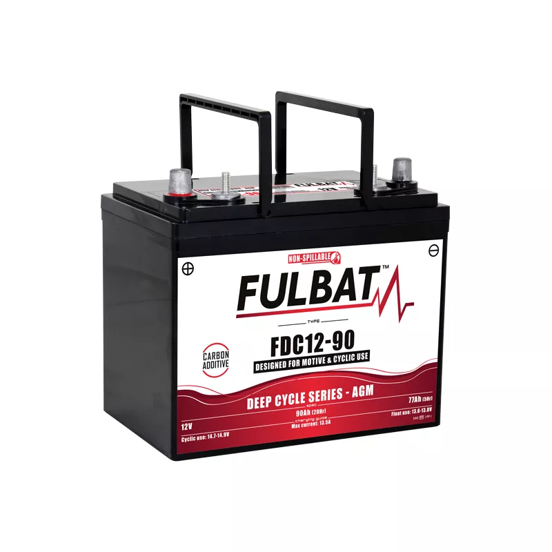 BATTERIE DEEP CYCLE AGM CARBONE FULBAT FDC12-90 12V 90AH - Batteries de  traction Golf - BatterySet