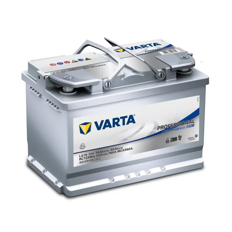 BATTERIE DECHARGE-LENTE VARTA AGM LA70 12V 70AH 760A - Batteries à décharge  lente Camping-car - BatterySet